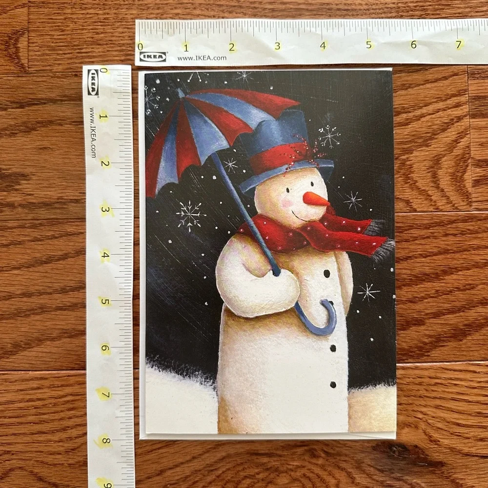 New 18 of Holiday Cards “Snowman with Umbrella” with envelopes.